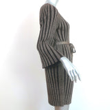 Alice + Olivia Belted Mini Dress Gold/Brown Metallic Ribbed Knit Size Medium