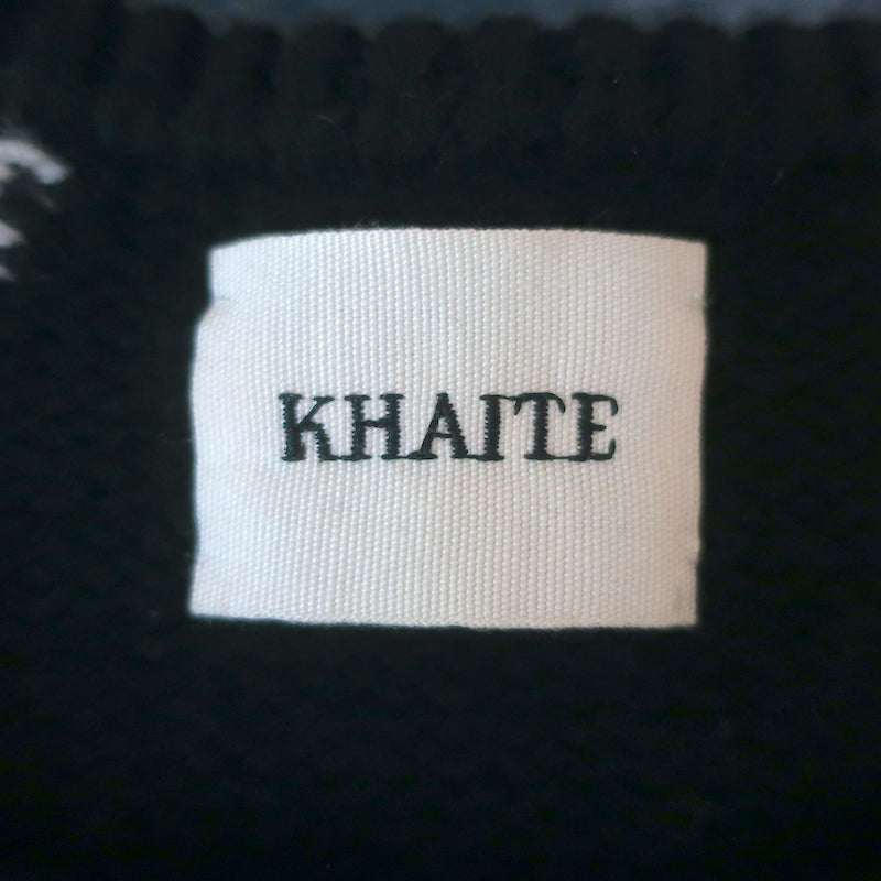 Khaite Harley Diamond-Intarsia Cashmere Sweater Black/Cream Size Small