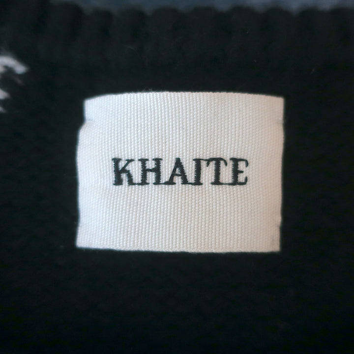 Khaite Harley Diamond-Intarsia Cashmere Sweater Black/Cream Size Small