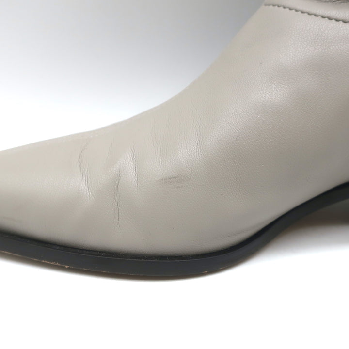 Tibi Leo Stretch Faux Leather Pointed Toe Boots Gray Size 38