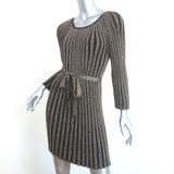 Alice + Olivia Belted Mini Dress Gold/Brown Metallic Ribbed Knit Size Medium