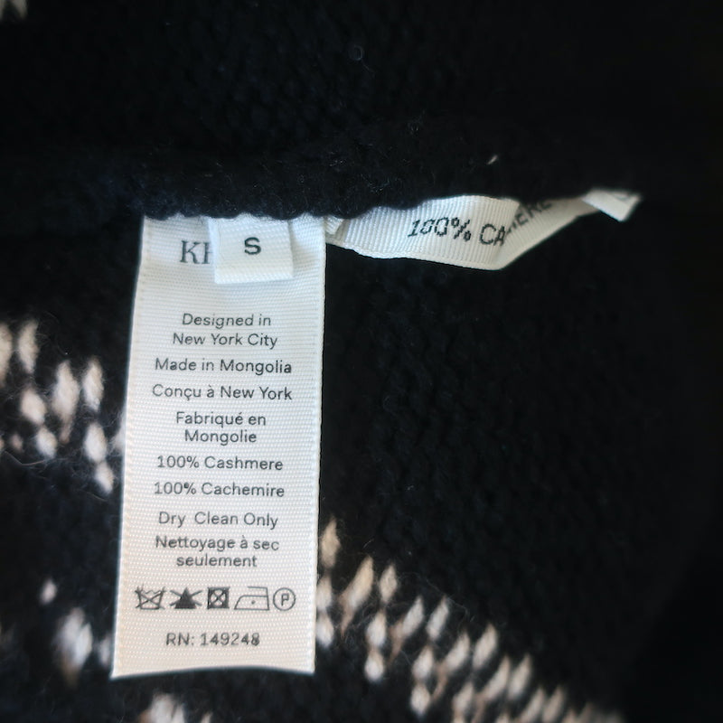 Khaite Harley Diamond-Intarsia Cashmere Sweater Black/Cream Size Small