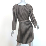 Alice + Olivia Belted Mini Dress Gold/Brown Metallic Ribbed Knit Size Medium