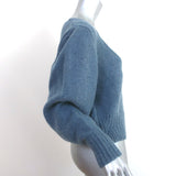 Khaite Cashmere V-Neck Sweater Blue Size Medium Cropped Pullover
