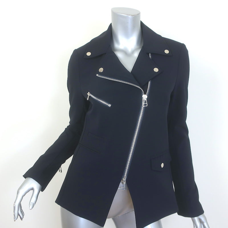 Veronica Beard Hadley Scuba Moto Jacket Dark Navy Size 6