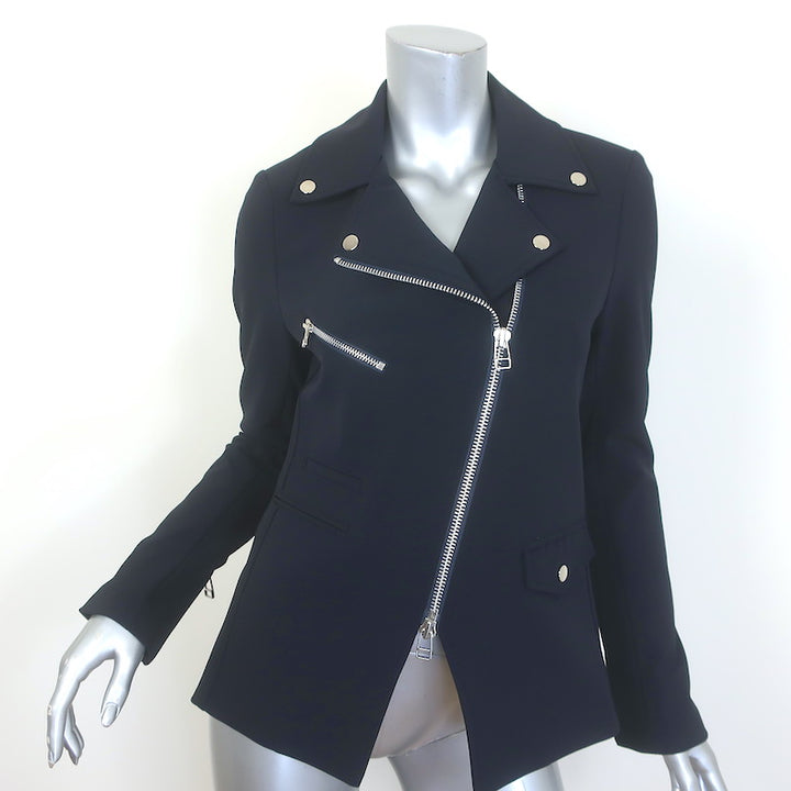 Veronica Beard Hadley Scuba Moto Jacket Dark Navy Size 6