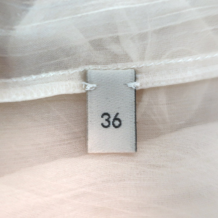 Gucci Tie-Neck Ruffled Chiffon Blouse Ivory Size 36 Long Sleeve Button-Up Top