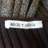 Alice + Olivia Belted Mini Dress Gold/Brown Metallic Ribbed Knit Size Medium