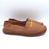 Salvatore Ferragamo Gus Logo Espadrilles Brown Grained Leather Size 8 C