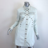 Louis Vuitton Studded Denim Belted Mini Shirt Dress Washed Light Blue Size 38