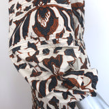 Ulla Johnson Ambre Balloon Sleeve Midi Dress Cream/Brown Printed Poplin Size 6