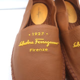 Salvatore Ferragamo Gus Logo Espadrilles Brown Grained Leather Size 8 C