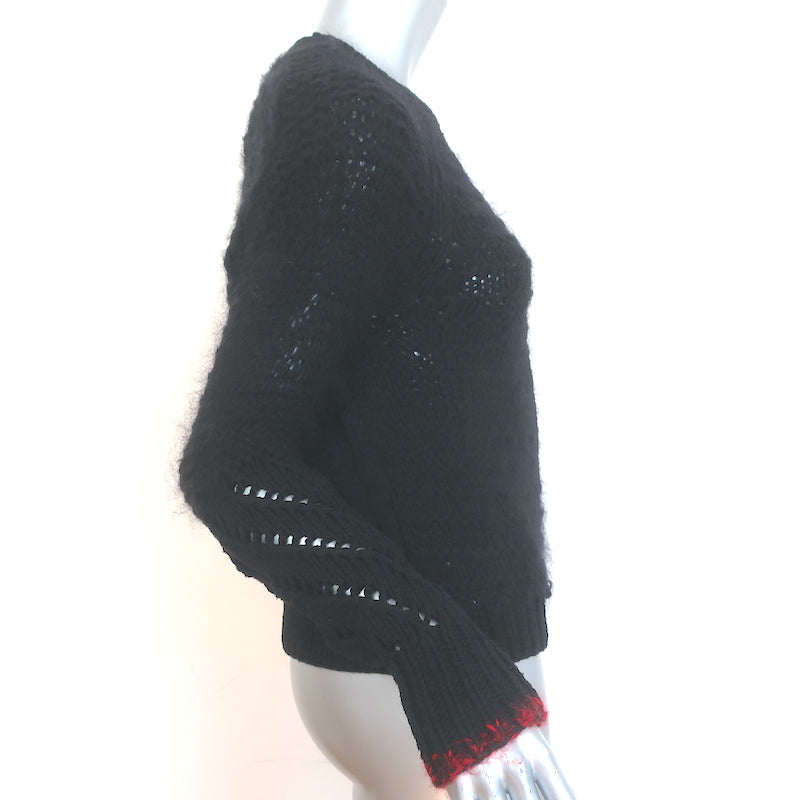 Helmut Lang Patchwork Cable Knit Sweater Black Wool-Mohair Size Extra Small