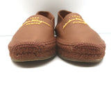 Salvatore Ferragamo Gus Logo Espadrilles Brown Grained Leather Size 8 C