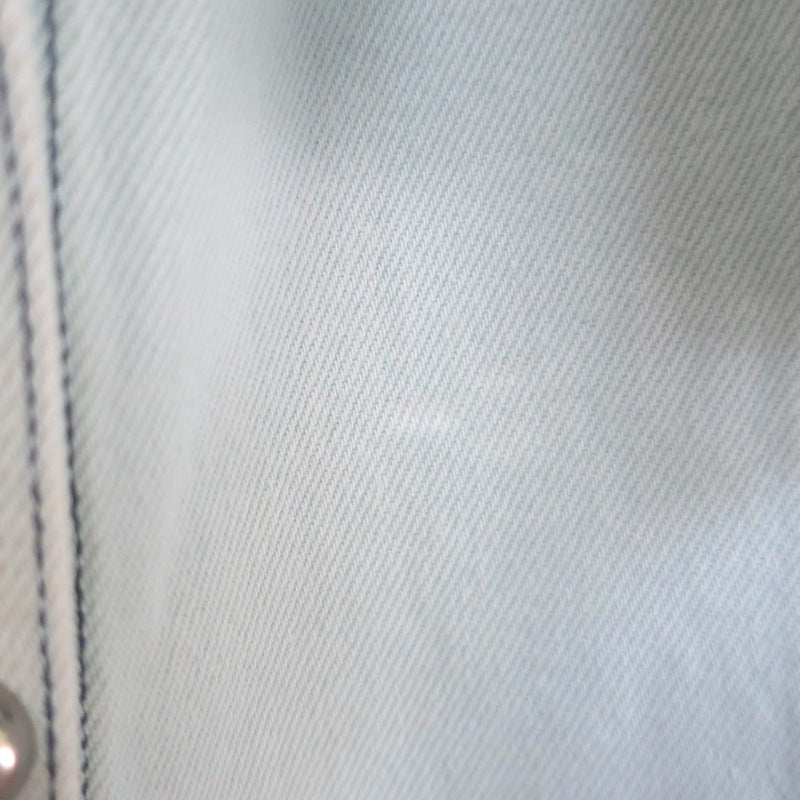 Louis Vuitton Studded Denim Belted Mini Shirt Dress Washed Light Blue Size 38