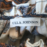 Ulla Johnson Ambre Balloon Sleeve Midi Dress Cream/Brown Printed Poplin Size 6