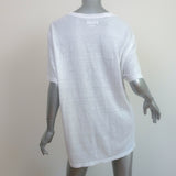 Isabel Marant Etoile Zewel Metallic Logo T-Shirt White Linen Size Large
