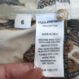 Ulla Johnson Ambre Balloon Sleeve Midi Dress Cream/Brown Printed Poplin Size 6