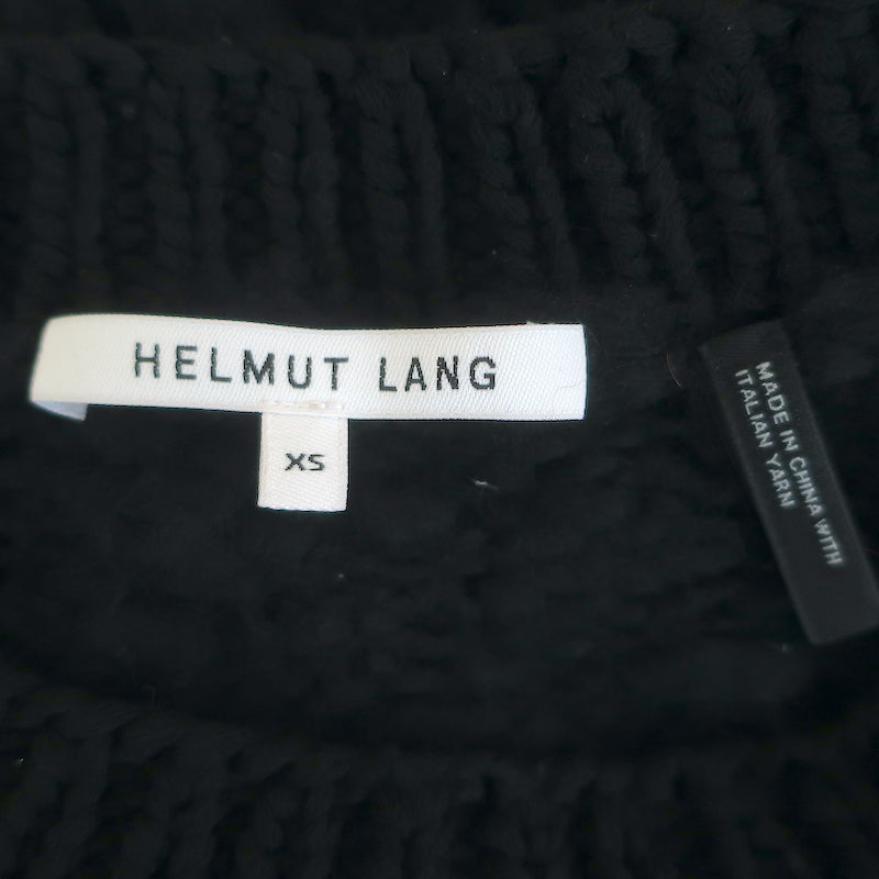Helmut Lang Patchwork Cable Knit Sweater Black Wool-Mohair Size Extra Small