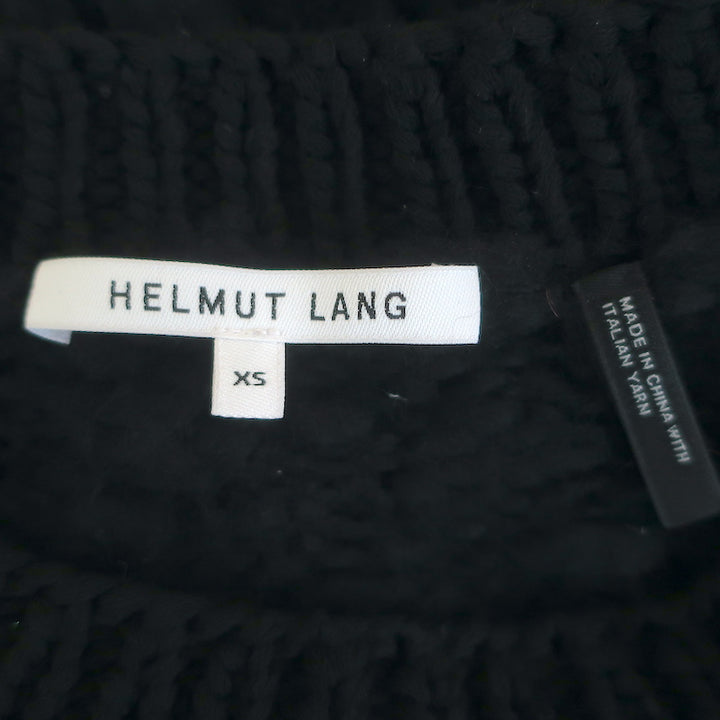 Helmut Lang Patchwork Cable Knit Sweater Black Wool-Mohair Size Extra Small