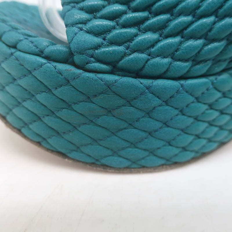 Bottega Veneta Quilted Leather Platform Mules Teal Size 35.5 Open Toe Heels