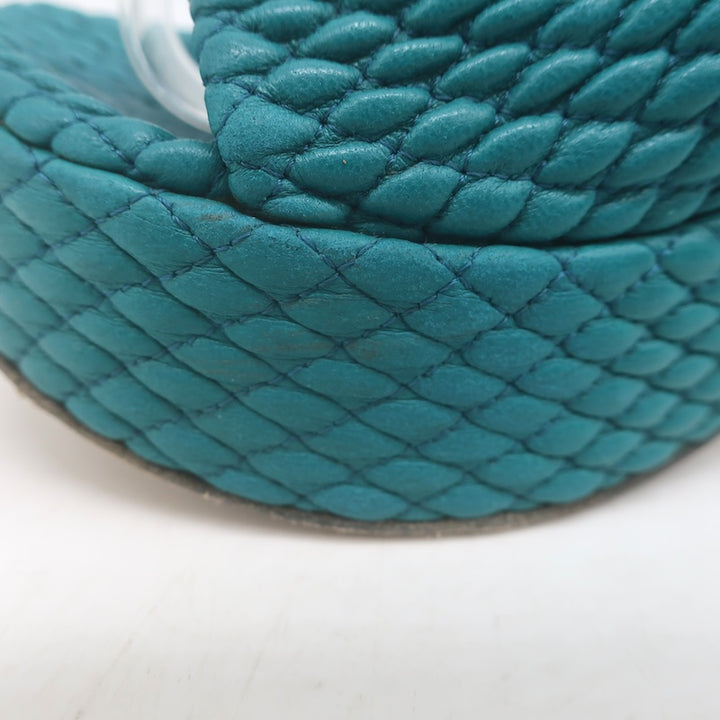 Bottega Veneta Quilted Leather Platform Mules Teal Size 35.5 Open Toe Heels