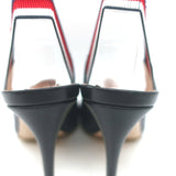 Gucci Sylvie Web Slingback Pumps Black Leather Size 36.5