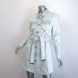 Louis Vuitton Studded Denim Belted Mini Shirt Dress Washed Light Blue Size 38