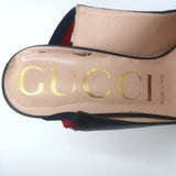 Gucci Sylvie Web Slingback Pumps Black Leather Size 36.5