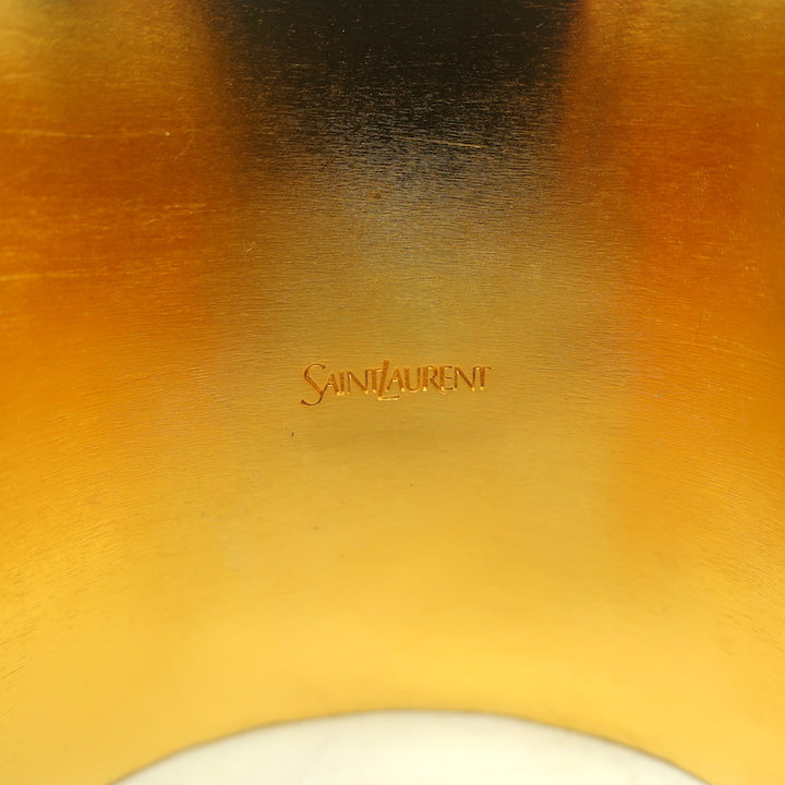 Saint Laurent Cassandre Cuff Bracelet Gold-Toned Hammered Brass Size Medium