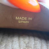 Salvatore Ferragamo Gus Logo Espadrilles Brown Grained Leather Size 8 C