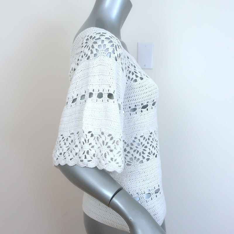 Zimmermann Cassia Crochet Top White Cotton Size 2