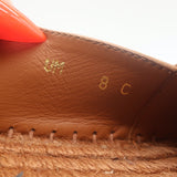 Salvatore Ferragamo Gus Logo Espadrilles Brown Grained Leather Size 8 C