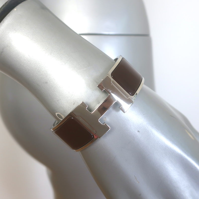 Hermes Clic Clac H PM Bracelet Dark Brown Enamel Palladium Hardware