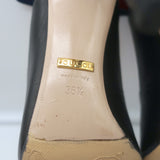 Gucci Sylvie Web Slingback Pumps Black Leather Size 36.5