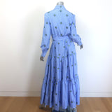 La DoubleJ Bellini Third Eye Sequin-Embroidered Maxi Dress Blue Size Medium