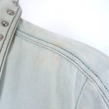 Louis Vuitton Studded Denim Belted Mini Shirt Dress Washed Light Blue Size 38