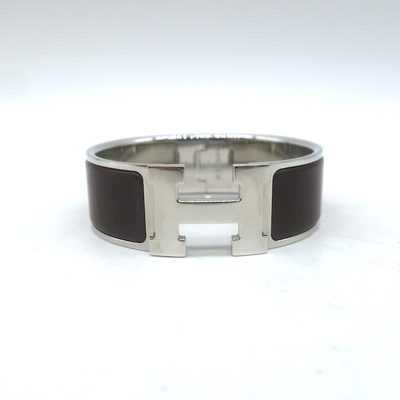 Hermes Clic Clac H PM Bracelet Dark Brown Enamel Palladium Hardware