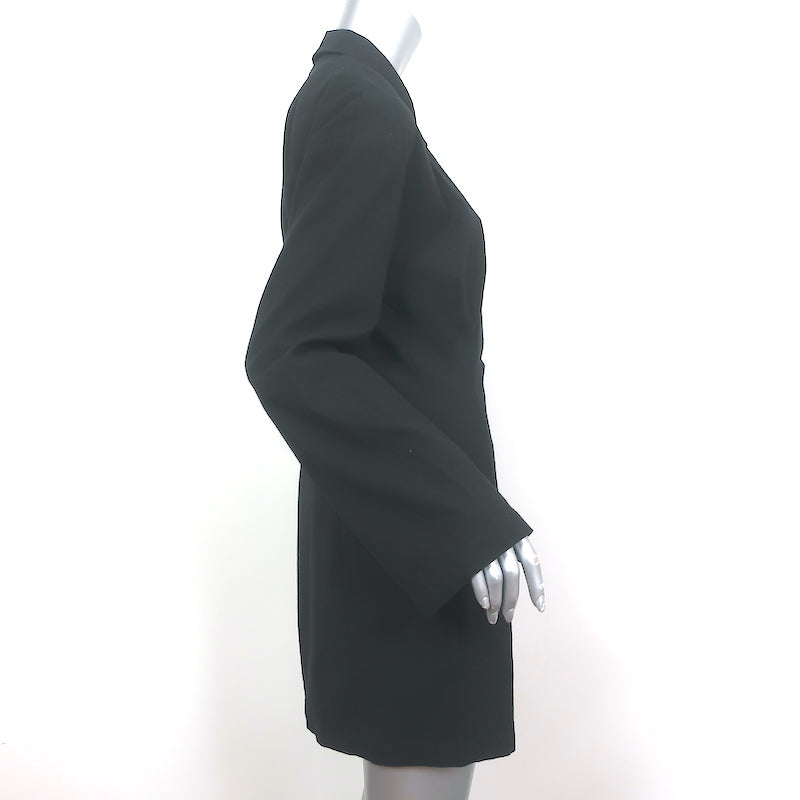 Reformation Long Sleeve Mini Shirtdress Rana Black Stretch Cotton Size 8