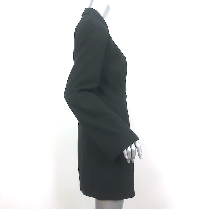 Reformation Long Sleeve Mini Shirtdress Rana Black Stretch Cotton Size 8