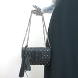 Gucci Miss Bamboo Studded Small Crossbody Black Leather Chain Strap Shoulder Bag