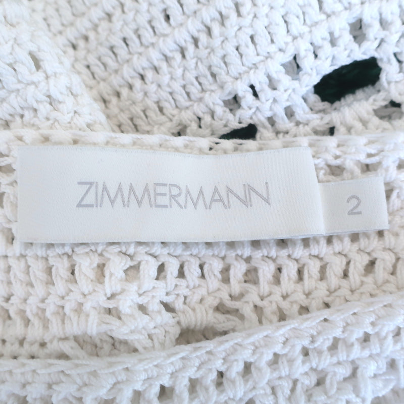 Zimmermann Cassia Crochet Top White Cotton Size 2
