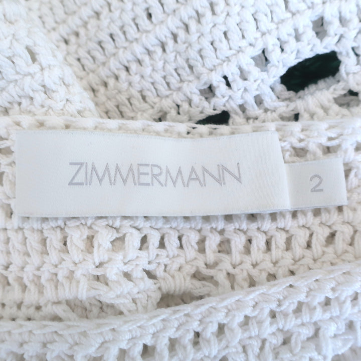 Zimmermann Cassia Crochet Top White Cotton Size 2