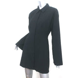 Reformation Long Sleeve Mini Shirtdress Rana Black Stretch Cotton Size 8