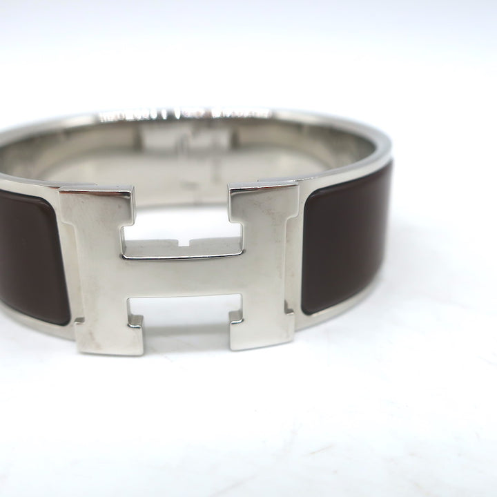 Hermes Clic Clac H PM Bracelet Dark Brown Enamel Palladium Hardware