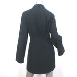 Reformation Long Sleeve Mini Shirtdress Rana Black Stretch Cotton Size 8