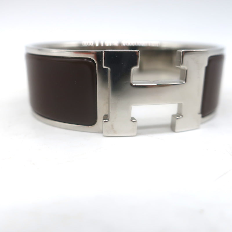 Hermes Clic Clac H PM Bracelet Dark Brown Enamel Palladium Hardware