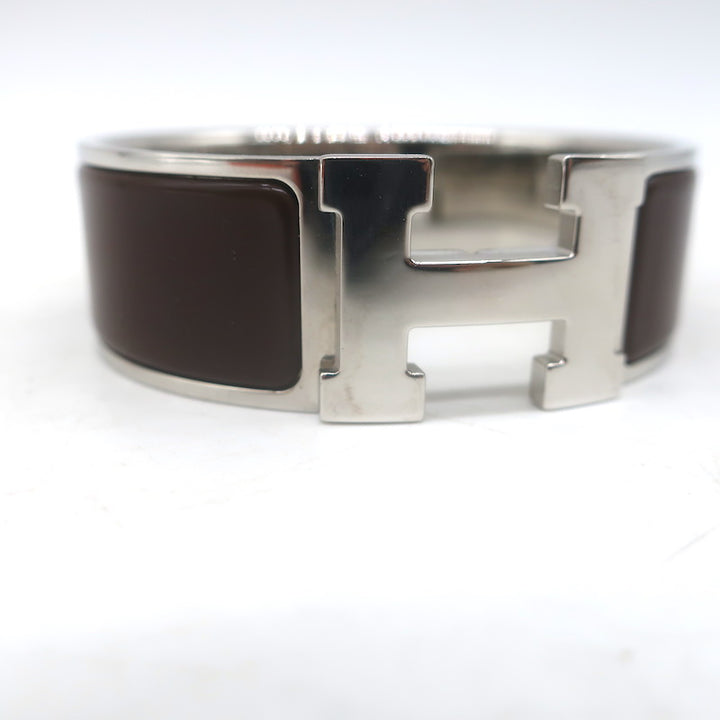 Hermes Clic Clac H PM Bracelet Dark Brown Enamel Palladium Hardware