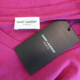 Saint Laurent Logo T-Shirt Magenta Cotton Size Medium Short Sleeve Top NEW