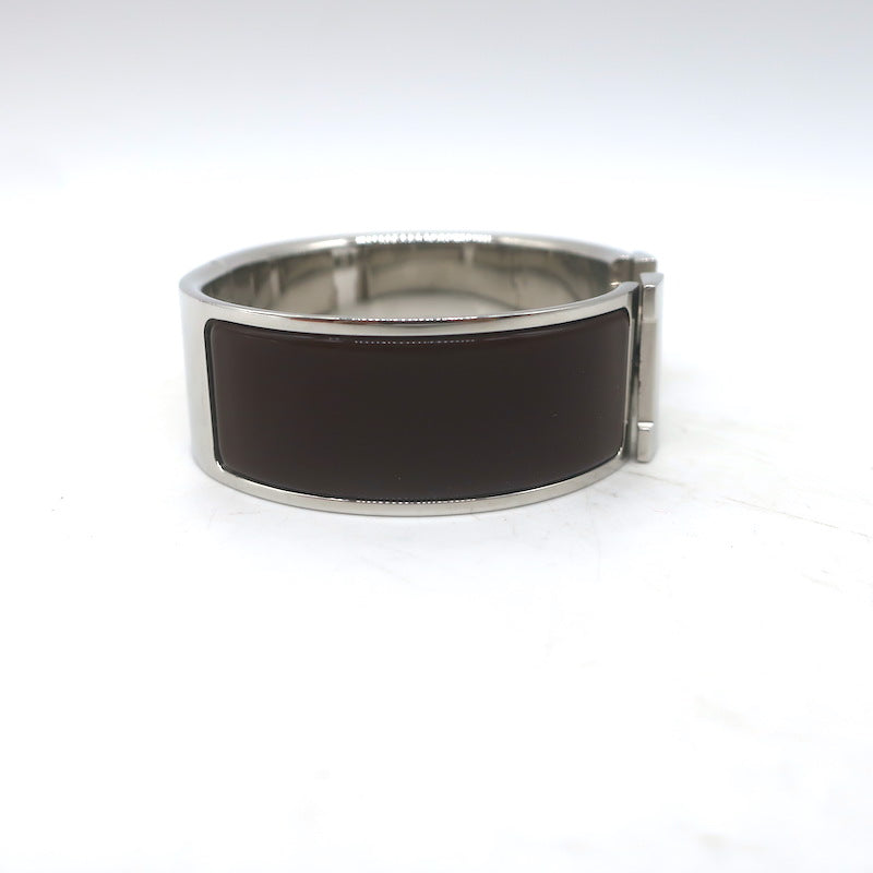 Hermes Clic Clac H PM Bracelet Dark Brown Enamel Palladium Hardware